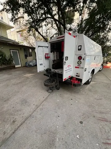 Magnet Plumbing service vehicle on-site for Sewer Line Repair in Mid Florida Lakes